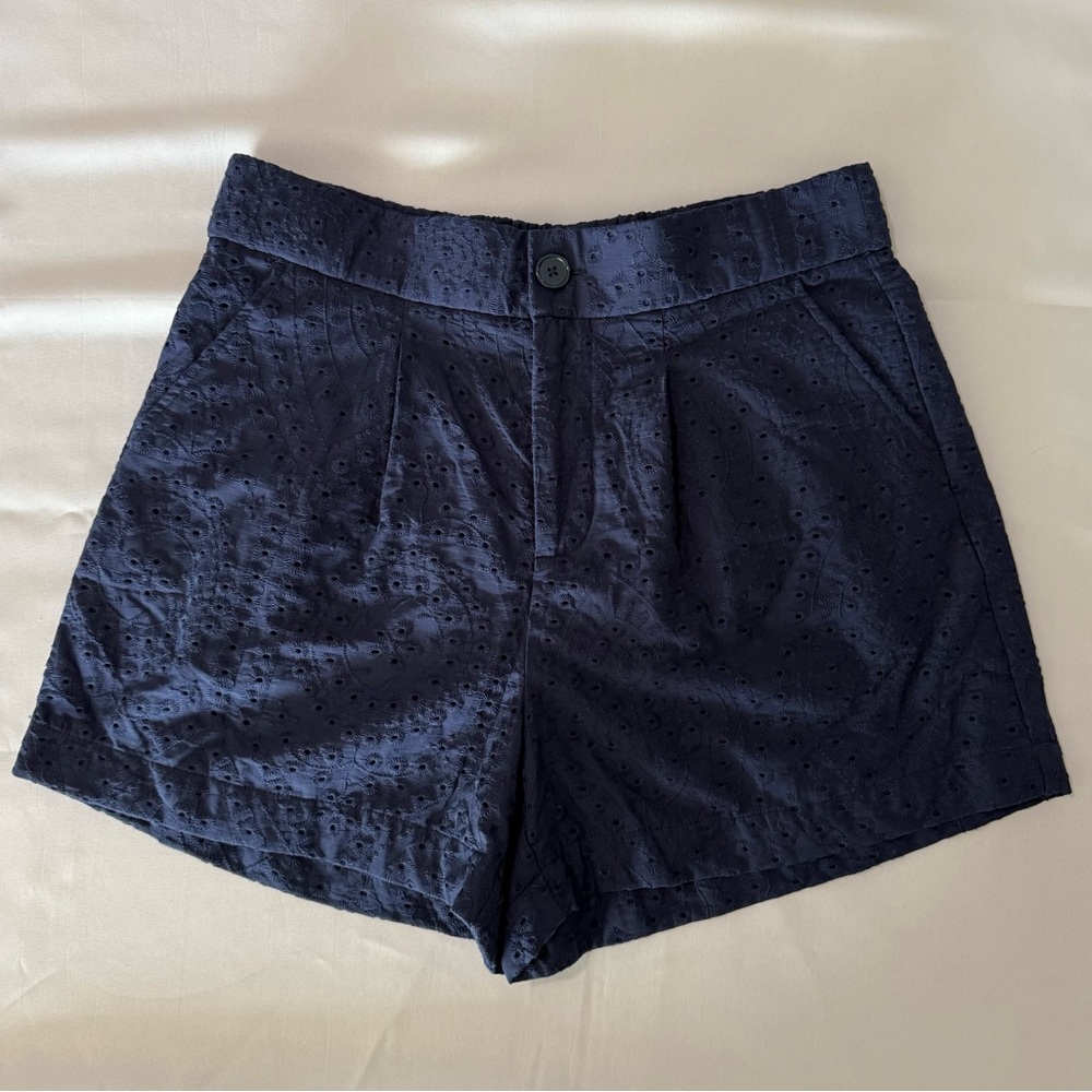 Torrid Belle Isle Eyelet High Rise Navy Peacoat shorts